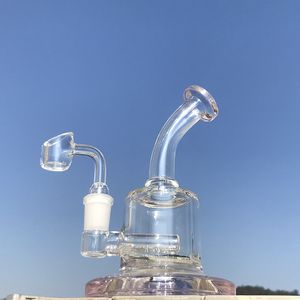 6-Zoll-Hülle dicke gebogene Hals-Glasbongs Mini bunte Öl-DAB-Rigs Inline-Perkolator-Wasserleitungen 14mm weibliches Gelenk mit Quarz Banger