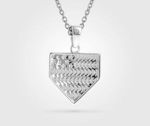 Titanium Sport Accessories STERLING MINI AMERICAN FLAG HOME PLATE PENDANT Baseball Cross Women and Men Bible Verse Necklace Christian Religion Jewelry Gift