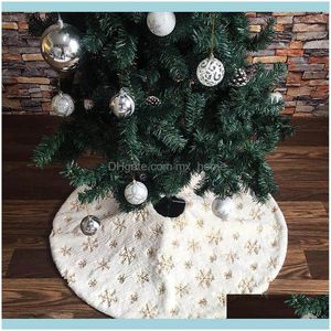 Decorações Festivo Festa Suprimentos GardenBeautiful Saia Branca Com Bordado Floco de Neve De Natal Decoração Da Árvore de Natal para Home Feliz Ano JPD