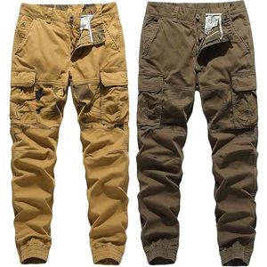 Spodnie bawełniane Mężczyźni Work Spodnie Wiosna Jesień Outdoor Wojskowy Kamuflaż Patchwork Tactical Casual Odzież Mężczyzna 210715