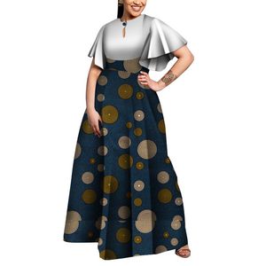 Plus Size Party Dress Africano Vestidos para Mulheres Nova Bazin Riche Estilo Roupa Africana Graciosa Senhora Imprimir Cera Roupas WY5564