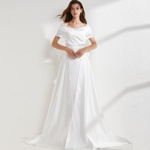 Women's Runway Dresses Sexy V Neck Cape Sleeves Back Bow Elegant Chapel Train Long Evening Prom Gown