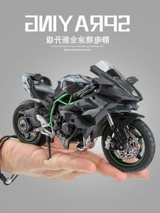 Sports Motorcycles toptan satış-Araba Alaşım Lokomotif Kawasaki Model Yamaha Simülasyon H2R Boy Ağır Motosiklet Çocuk Oyuncak Sporları