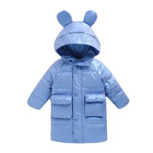 Toddler casacos quentes de inverno roupas longas jaqueta para baixo jaqueta korean crianças grossas casacos com capuz bebê meninos meninas snowsuit jaqueta de inverno parkas H0909