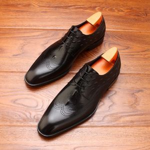 أزياء الأسود / العميق بني أكسفوردز فستان الأعمال أحذية حقيقية أوكسفوردز الأحذية الاجتماعية