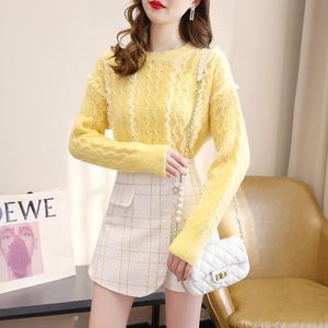 Women's Tracksuits Women 2022 Autumn Winter 2 Piece Sets Female O-neck Knitted Pullovers Ladies High Waist Wide-leg Shorts Skirts Suits A233