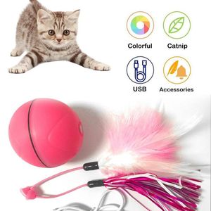Wholesale kitty playing for sale - Group buy Cat Toys Smart Interactive Toy USB Rechargeable Led Light Degree Self Rotating Ball Pets Playing Motion Activated Kitty