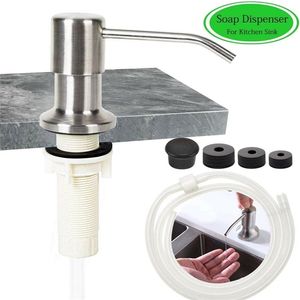 Soap Dispenser for Kitchen Sink and Tube Kit(Brushed Nickel),47 inch Connects Directly to Bottle, No More Refills 211206