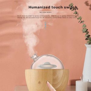 Aroma Diffuser Solid Wood Glass Essential Oil Mist Ultrasonic Fragrance Aromatherapy Vaporizer Humidifier Waterless Power Off 210724