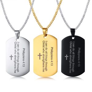 Pendant Necklaces 2021 Fashion Stainless Steel English Philippians Bible Verses Europe And America Charm Necklace Suitable For Men