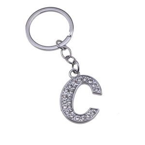 2021 Alloy Alphabet Letter Full Rhinestone med Split Ring Keychain DIY Tillbehör 3.2 