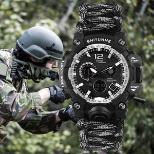 SHIYUNME G Styl Mężczyźni Sports Watch Quartz Dual Display Zegarki LED Cyfrowy Zegar Wojskowy Wodoodporne Zegarki Orologio da Uomo G1022