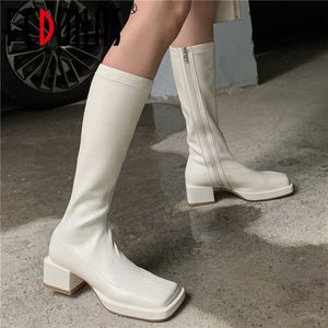 ins knee High Boots Winter Winter Side Shipper Shoes for Women Wedding Heels Heels Party Women's 210528 Gai