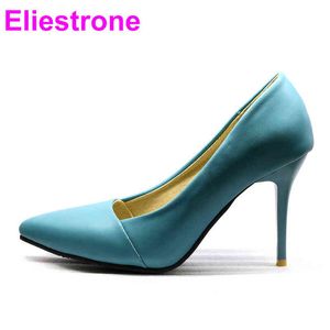 Dress Shoes Brand New Sexy Blue Yellow Women Bridal Pumps Comfortable High Heels Lady Formal JF16 Plus Big Small Size 45 48 30 220303