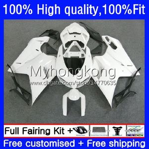 Fairings de injeção para Ducati 848R 1098R 1198R 848 1098 1198 S R gloss branco corpo-corpo 14no.18 848S 1098 07 08 09 10 11 12 1198 2007 2008 2009 2010 2012 2012 2012 OEM Body Ki