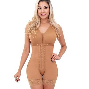 Butt Lifter Slimming Shapewear Full Body Shaper Post Liposuction Girdle Corset Tummy Control Faja Waist Open Crotch Firm 211218