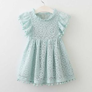 Dziewczyny Dress Moda Tassel Hollow Design Baby Princess Dress New Children Latający Rękaw Sresn Baby Girl Clothes Q0716