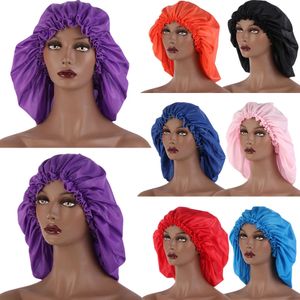 Novo Grande Extra Grande Bonnet Mulheres Big Size Beleza Cor Sólida Elastic Bonnet Sleep Night Cap Cabeça Capa Capa Chapéu Chapéus