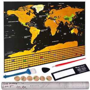 Deluxe Erase World Travel Map Scratch Off For Room Home Office Decoration Wall Stickers 210726