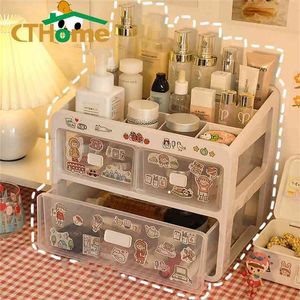 Ins Desktop Cosmetic Transparent material Storage Drawer Box Shelf Student Dormitory Finishing Artifact Multipurpose 210922