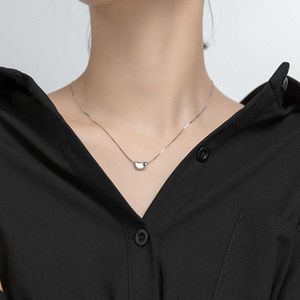 MODIAN Link Chain Necklace for Women Fashion 925 Sterling Silver Bean Simple Pendant Necklace Fine Jewelry Girl Gift 210619