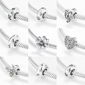 925 Sterling Silver CZ Charms Spacer Stoper Beads Fit Original European Charms Bracelet Bangles Jewelry Q0531