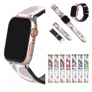 Fashion Designer Couro Watchband Capas para Apple Iwatch Band Cintas Inteligentes 38mm 40mm 41mm 42mm 44mm 45mm 1 2 3 4 5 5 6 7 Gen preto marrom branco rosa azul cor verde 070218