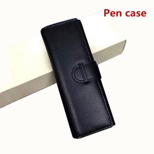 Luxury Black Leather Pen Bag portable Single and Double Rollerball pens Ballpoint Pen Holder high quality stationery supplies Pencil Case As Gift