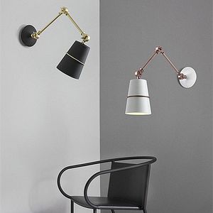 Kinkiety nowoczesne długie ramię wahadłowe czarna lampa kinkiet do pokoju Studio obok Wandlamp aplikacja De Pared Indroo oprawy domowe