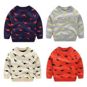Nowy 3-8years Boy Sweter Casual Outwear Dzieci O Neck Jesień Zima Odzież dziecięca Chłopcy Sweter Dinosaur Swetry 210308