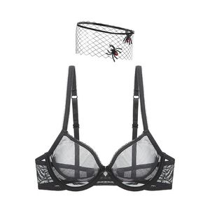 Bras Women Lace Bra Wyglądaj przez seksowną siatkę przez przezroczystą ultra cienki