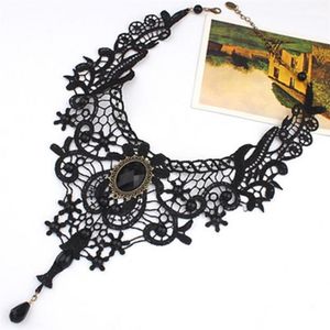 Łańcuchy Kobiety Gothic Exadbleation Naszyjnik Czarny Koronkowy Choker Wiktoriański Steampunk Styl Sex Jewelry Punk Prezent