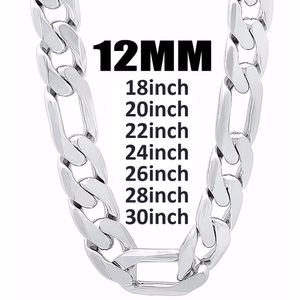 12 mm breedte 925 zilveren mannen nekketting ketting sieraden mode 18-30 inch lengte heren van hoge kwaliteit CURB CUBAN JEERLY Gift Factory Prijs