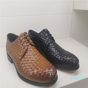 fashion men's leather shoes with high end custom braided calf leather lining with breathable pigskin rubber non-slip soles with black