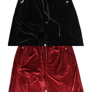 Shorts Mens Velvet Hip-Hop Oversized Mesh Velour Short Baggy Black/White/Red/Blue Velvet Side Zipper Joggers Shorts Male C0222