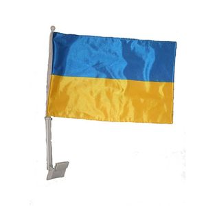 12x18inches Ucrânia Carro Bandeira Sublimação Bandeira 100D Poliéster Imprimir bandeiras de janela de alta qualidade com 43cm Pólo de plástico