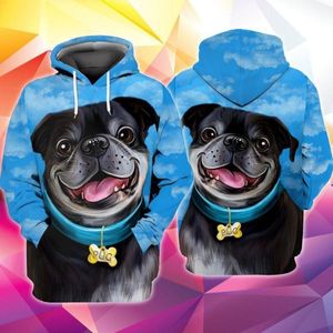 Erkek Hoodies Tişörtü Moda 3D Baskılı Est Siyah Pug Köpek Pet Lover Hediye Harajuku Streetwear Benzersiz Unisex Rahat Hoodies / Sweatshirt /