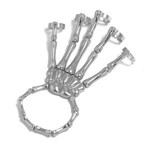 Bangle M2EA European American Jewelry Fashion Personality Punk Skull Hand Bone Wild Five-finger Ring Bracelet Adjustable One Chain