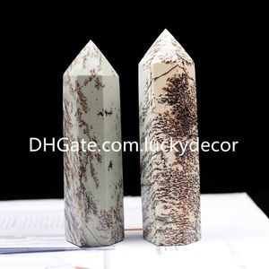 10 pcs Rare Natural Aquático Aquático Único Terminated Tower Point Wand Reiki Chakra Polido 6 Facetado Dendrítico Agate Quartz Obelisk Generator