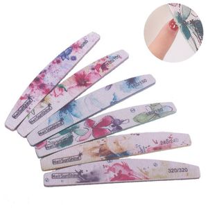 Wholesale printed files for sale - Group buy Nail Files Double Sided File Printed Buffer Colorful Half Moon Washable Polishing Block