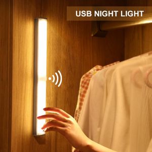 Kabine Aydınlatması Altında Taşınabilir toptan satış-Gece Işıkları LED Işık Duvar USB Şarj Edilebilir Hareket Sensörü Lambası Dolap Kabine Karartılmış Karartma Taşınabilir Manyetik