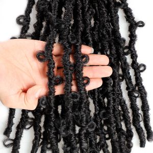 Borboleta Faux Locs Crochet Hair 12/14/18 polegadas Artesanal Afligido Locais Crochet Tranças Cabelo Extensões para mulheres negras