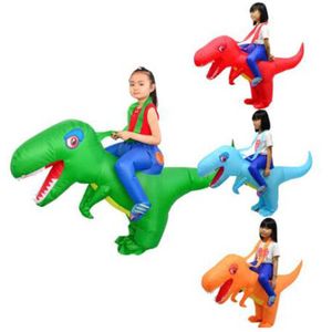 子供たちの膨脹可能な恐竜T-REX衣装幼児ハロウィーン爆発派手なドレスアップ幼稚園園パフォーマンスゲームQ0910