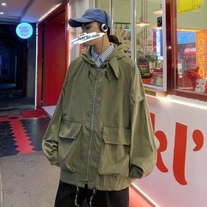 Giubbotti da uomo QNPQYX Autunno Streetwear Giacca da uomo giapponese retrò con cappuccio cappotto con utensili marea marca tendenza moda selvaggia allentata