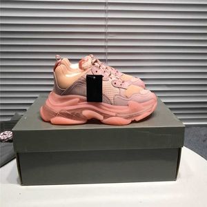 2022 Designer de luxo triplo s vestido sapatos rosa tênis tênis tênis tênis