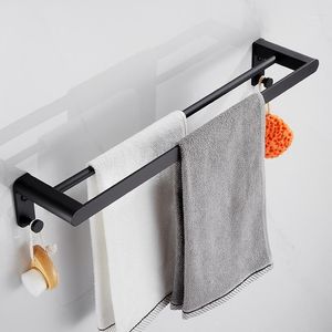 Porta asciugamani da parete, spazio per il bagno, alluminio, nero, grigio, barra, porta accessori