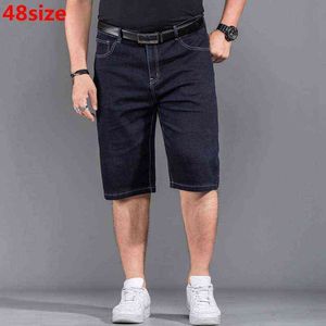 Plus Size XL Shorts, große Größe, dünner Abschnitt, Stretch-Herren-Sommer-Jeans-Shorts, lockere schwarze knielange Jeans 46 48 44 H1210