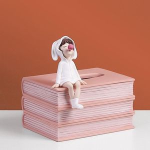 Toilet Paper Holders Nordic Home Decoration Cute Girls Tissue Boxes Resin Crafts Ornaments Living Room Desktop Box Bathroom Roll Holder