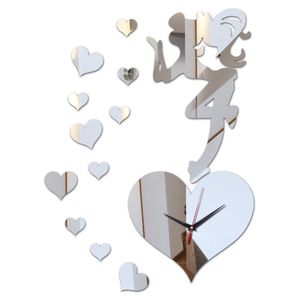 Wall Clocks Geometric Single Face Needle Quartz Watches Diy Modern Style Acrylic Material Hearts Decor Stickers