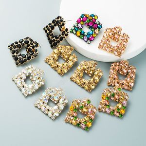 Vintage Kristall Baumeln Ohrringe für Frau Einfache Geometrische Quadratische Rhinestine Ohrringe Mädchen Party Schmuck Brincos